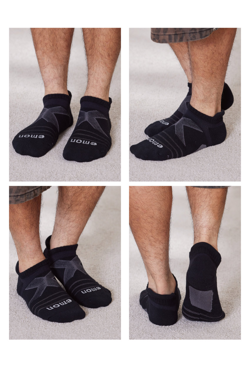 全方位護足 足弓加強 輕機能氣墊襪(黑)