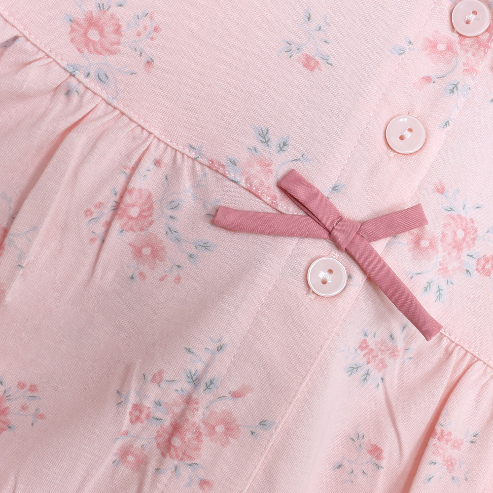 水漾小花 柔軟舒眠棉質 睡衣睡褲成套組(粉色)