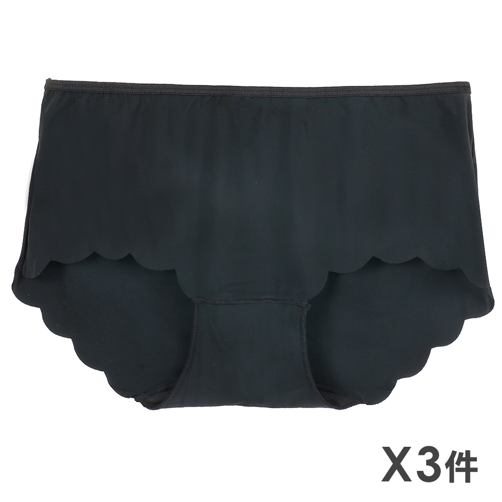 波浪花邊 素面無痕涼感貼身褲 3件組(隨機色)