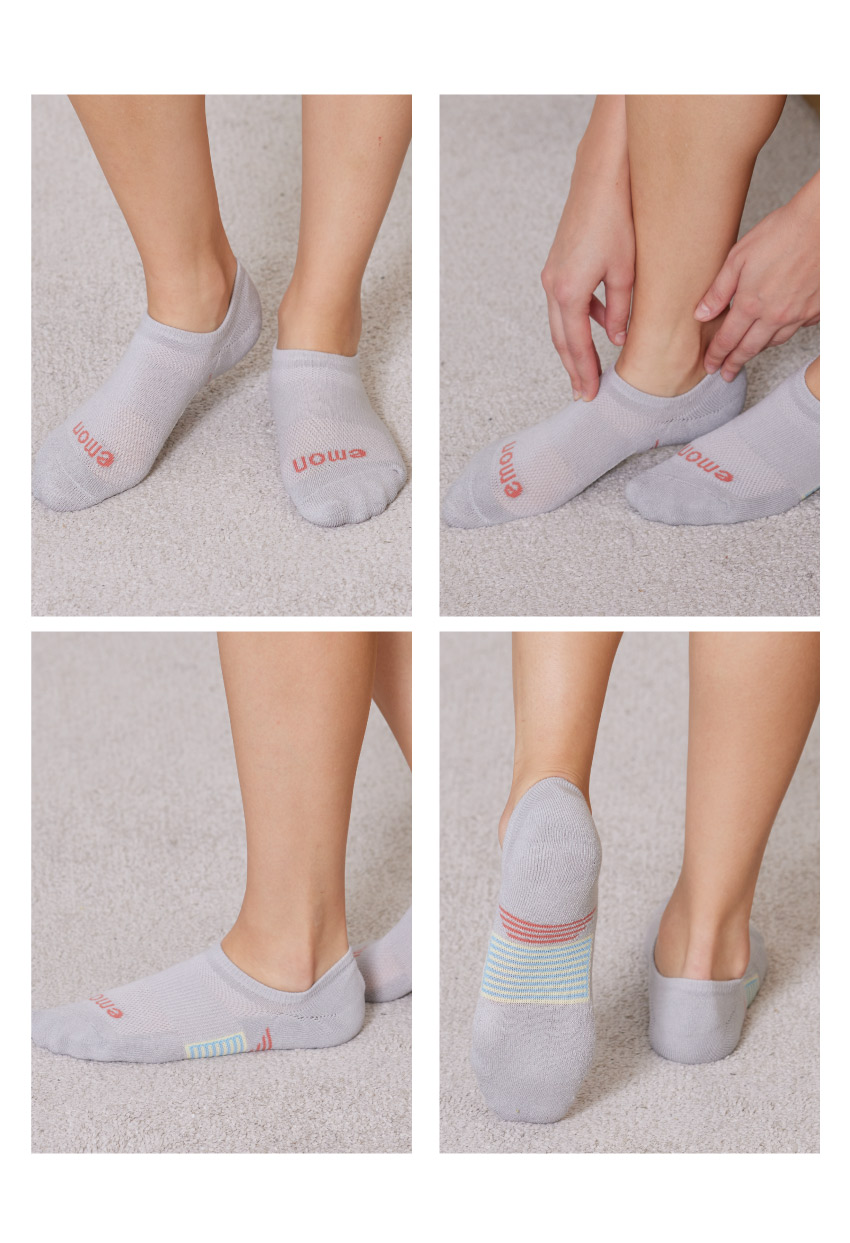 MIT台灣製 隱形 涼爽 純棉機能襪(灰)