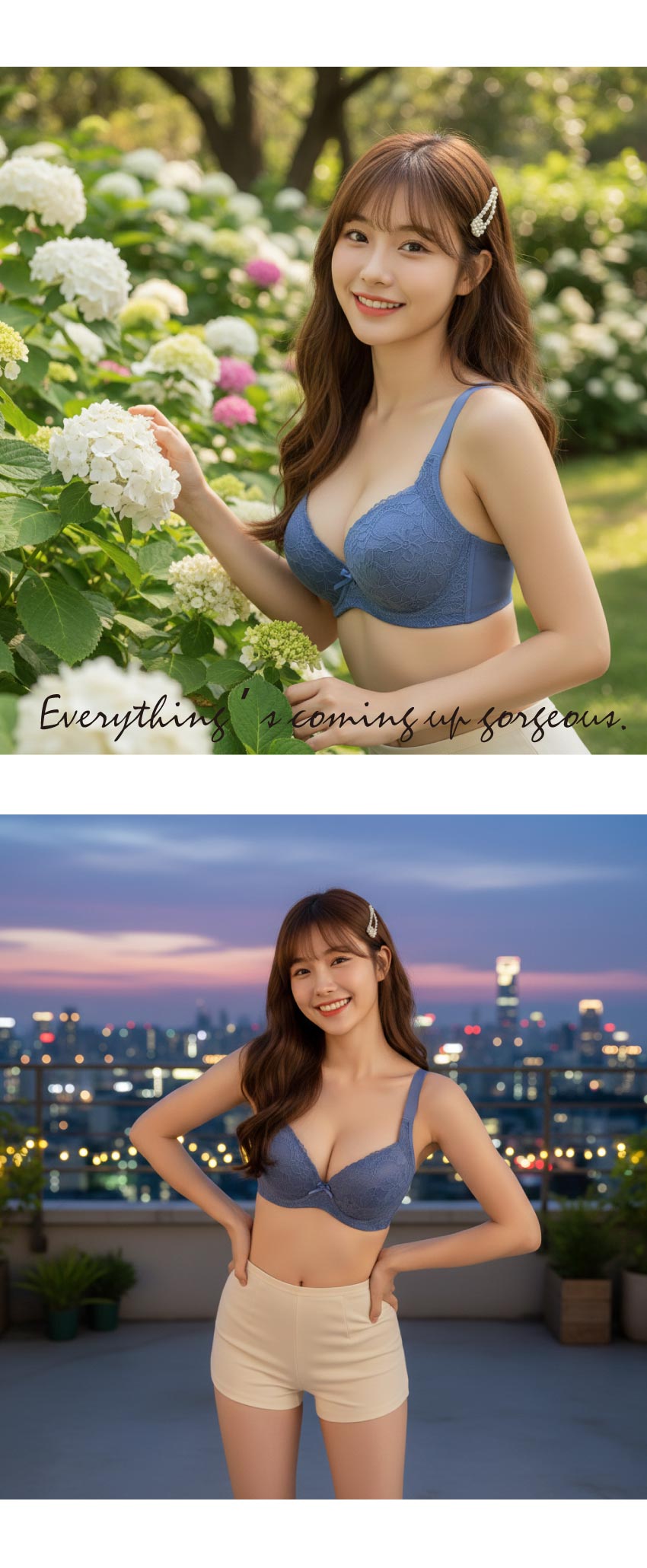 花芯 軟鋼圈 深V低脊心包覆機能型內衣C罩杯(藍)