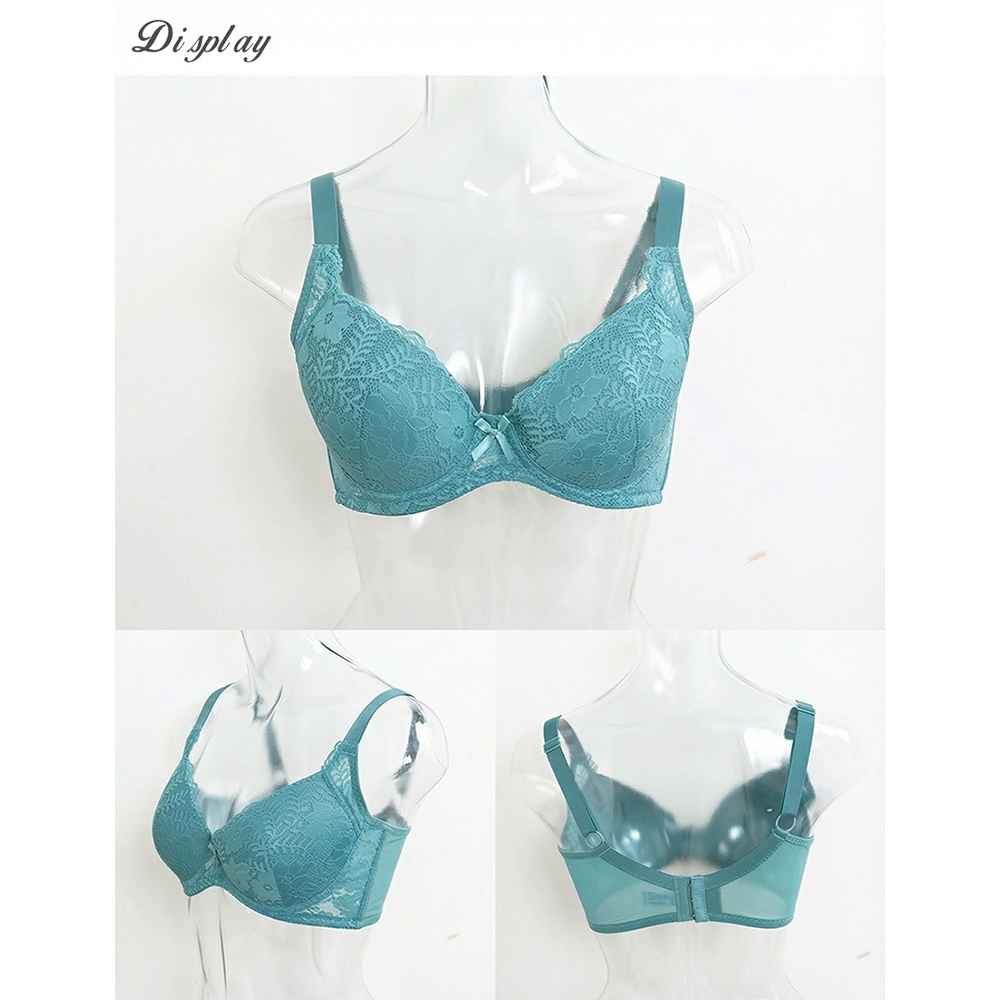 花蕊 軟鋼圈 深V低脊心包覆機能型內衣D罩杯(湖水綠)