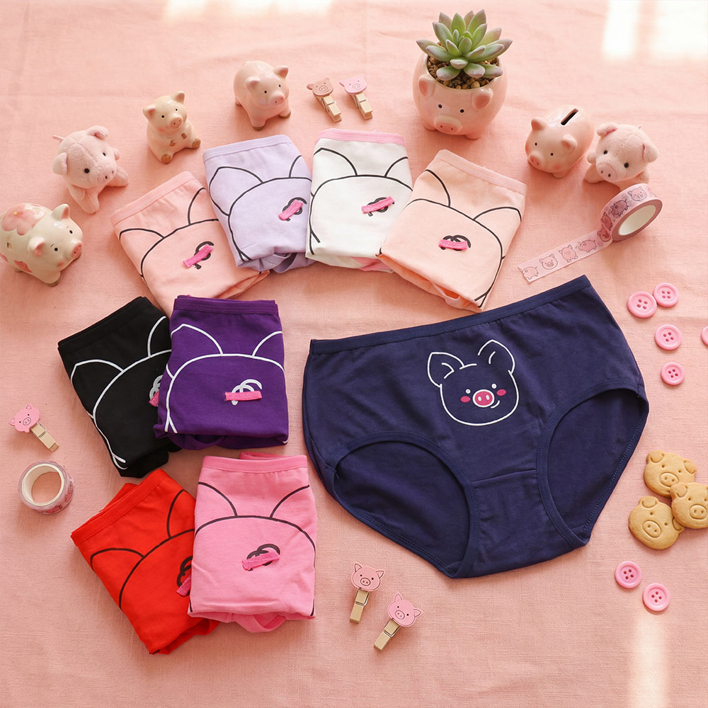 萌寵小豬 棉質貼身褲 3件組(隨機色)