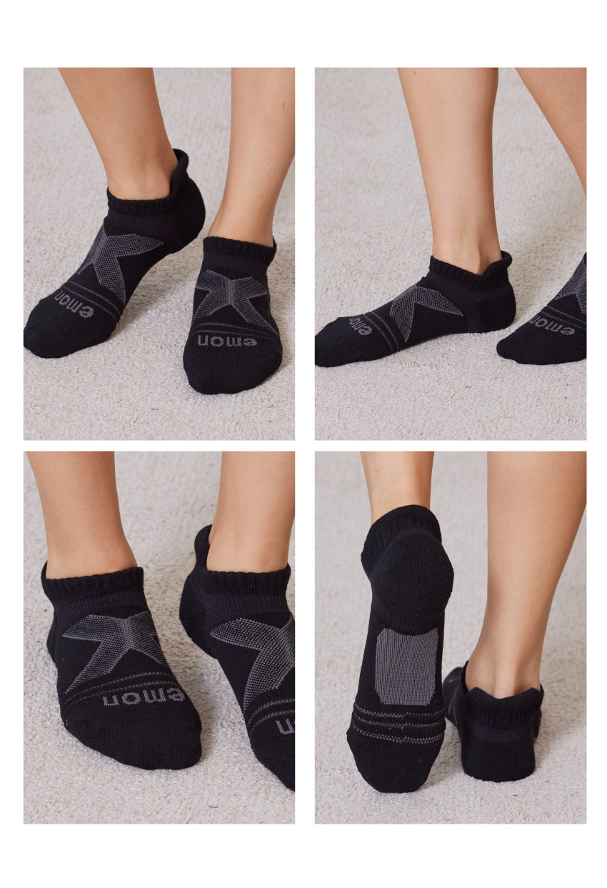 全方位護足 足弓加強 輕機能氣墊襪(黑)