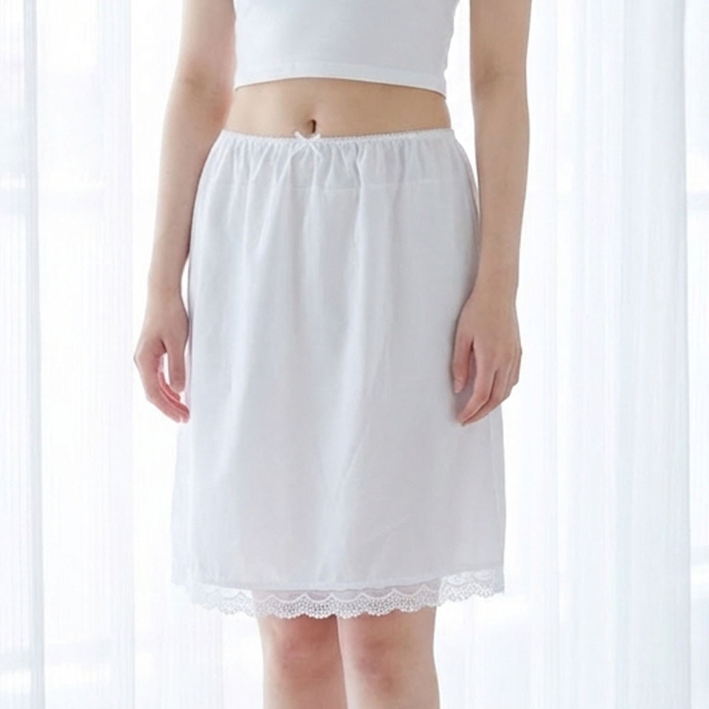 MIT舒適棉質套裙(白)(防走光襯裙)