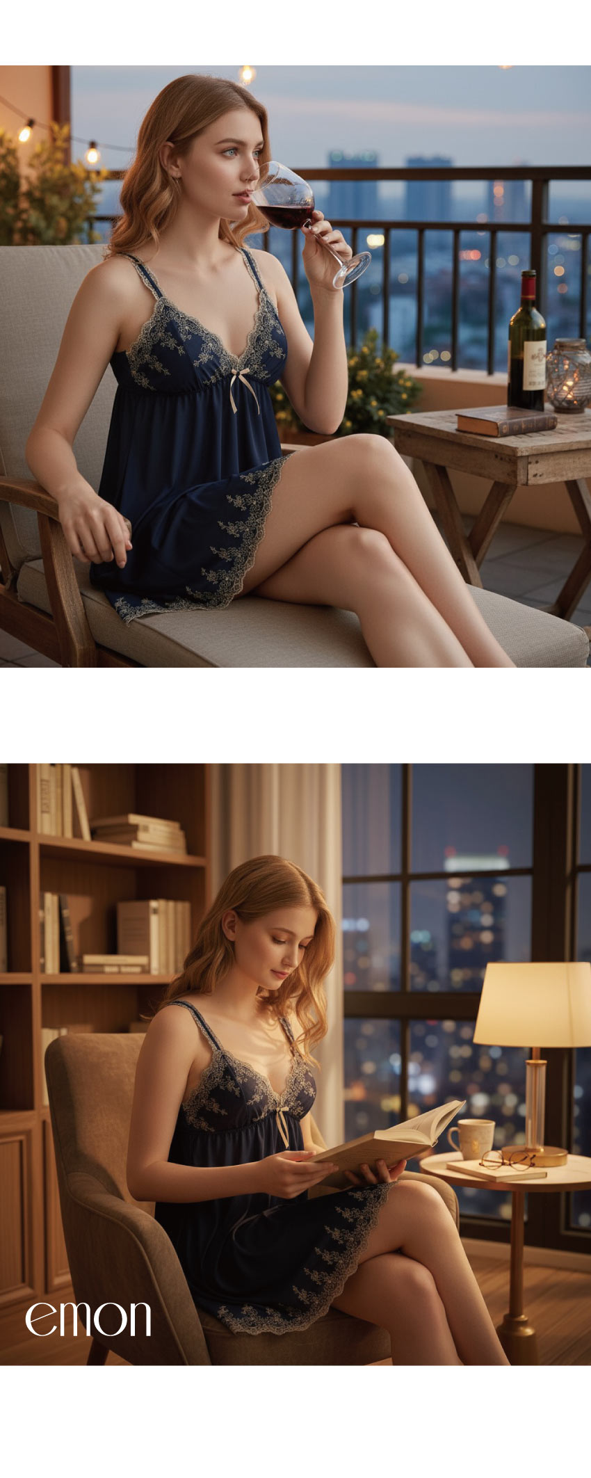 玫瑰花園 柔紗 細肩帶性感連身裙睡衣(藍)