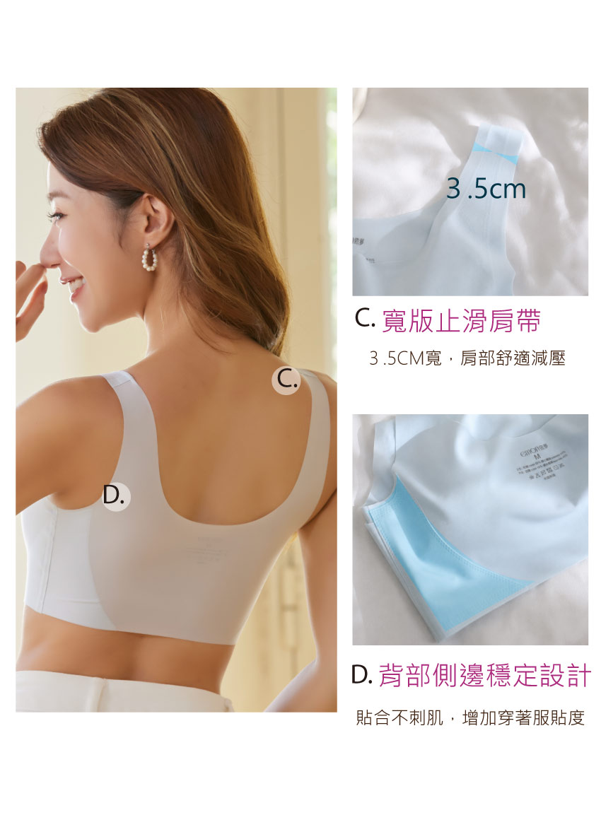 高通透呼吸洞洞 無鋼圈面膜涼感無痕胸衣(灰藍色)