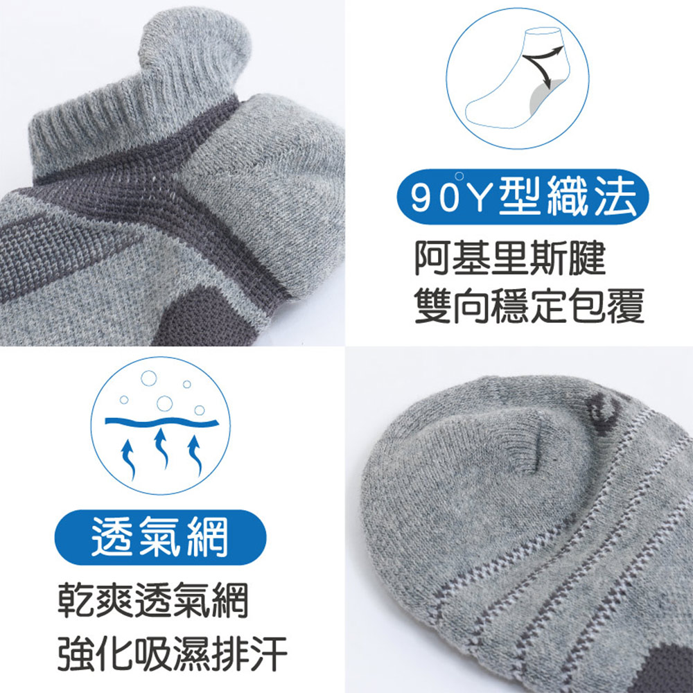 全方位護足 足弓加強 輕機能氣墊襪(藍)