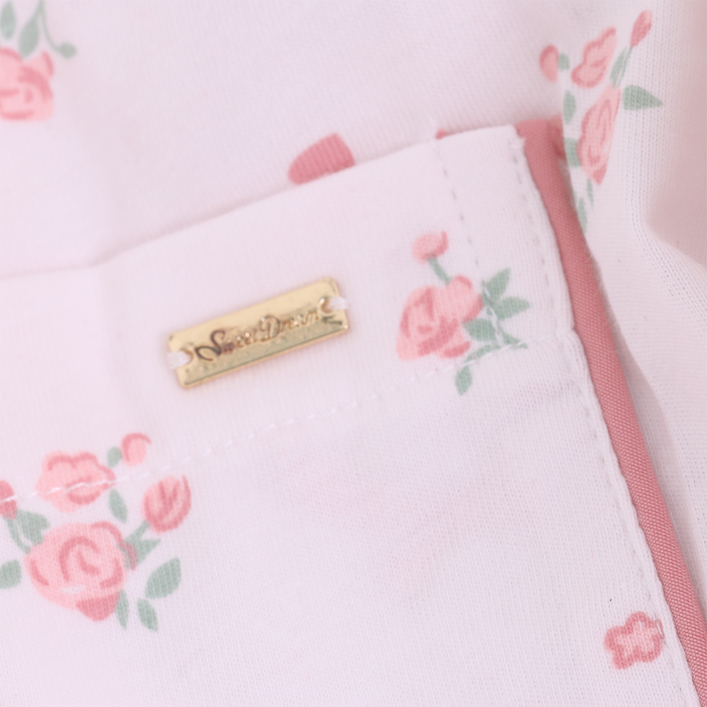 櫻桃小花 柔軟舒眠棉質 睡衣睡褲成套組(粉色)