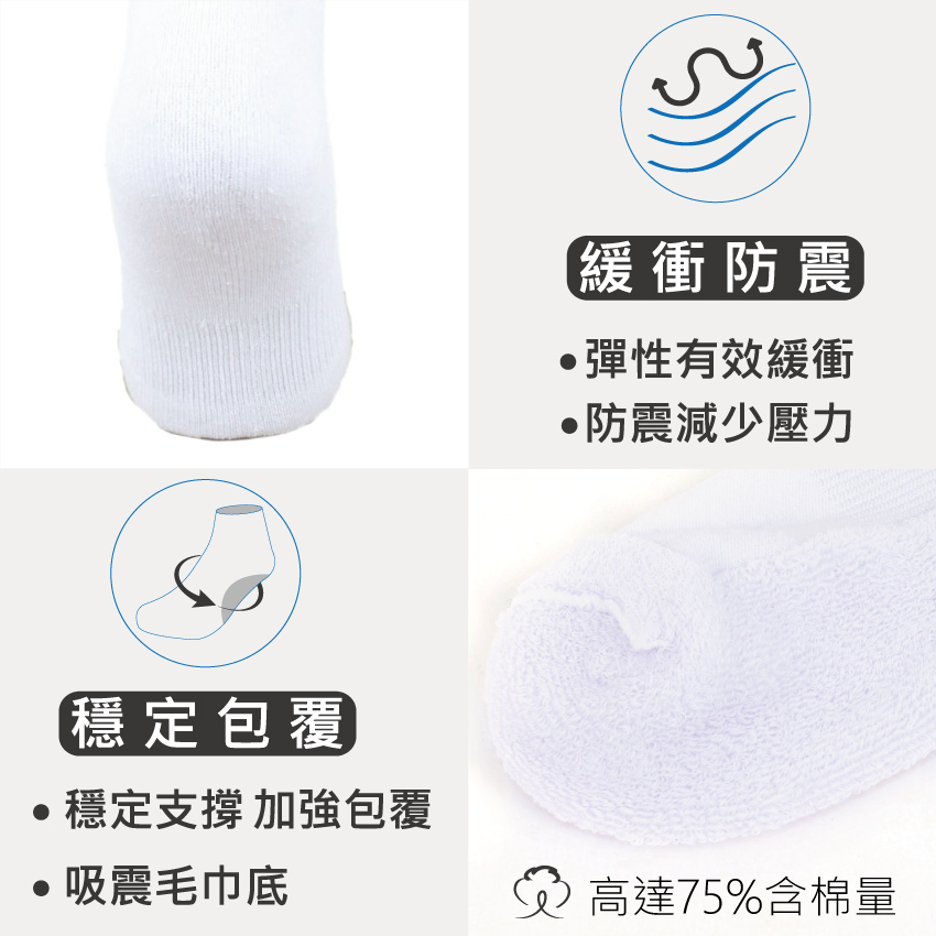 經典條紋 中筒 機能運動襪(白粉)