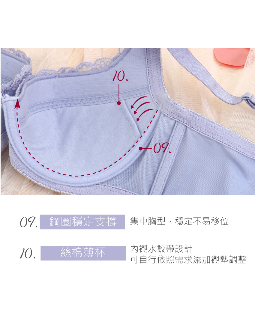 祕密花園．綻放 深V系列內衣BCD罩杯(水紫色)