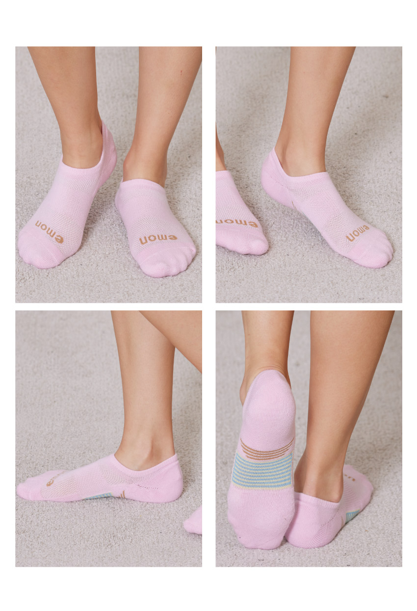 MIT台灣製 隱形 涼爽 純棉機能襪(粉)