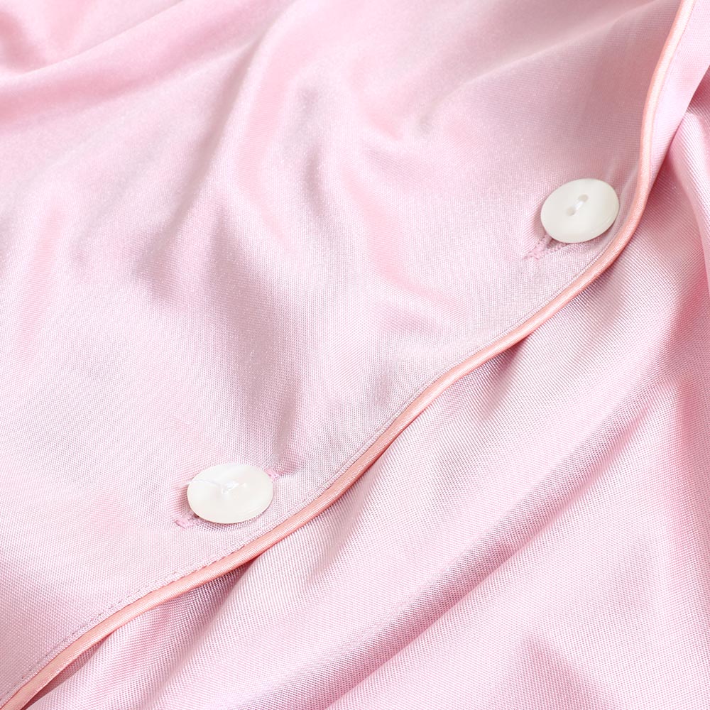 MIT台灣製 簡約 光澤絲柔緞面 睡衣睡褲成套組(粉)