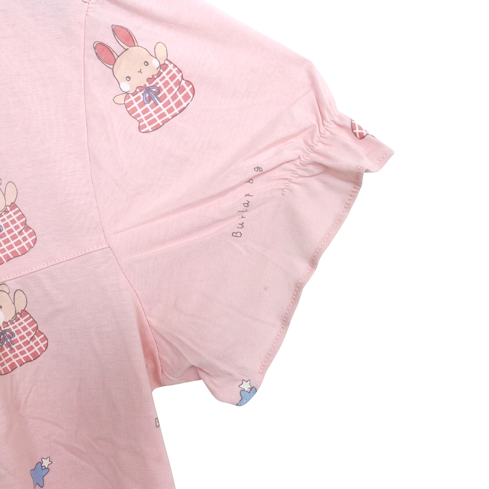 睡萌聚落 柔軟舒眠棉質 睡衣睡褲成套組(粉色)