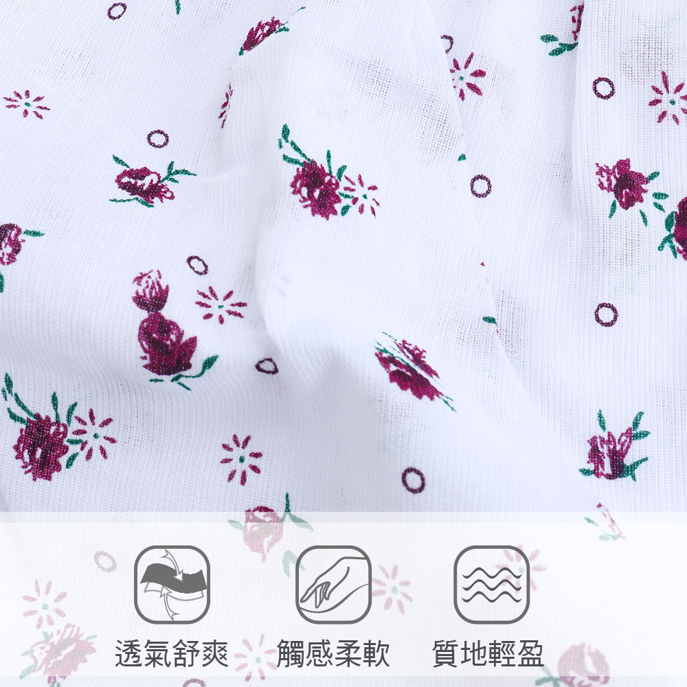 MIT台灣製 100%純棉竹紗 小碎花 女三角褲(白)