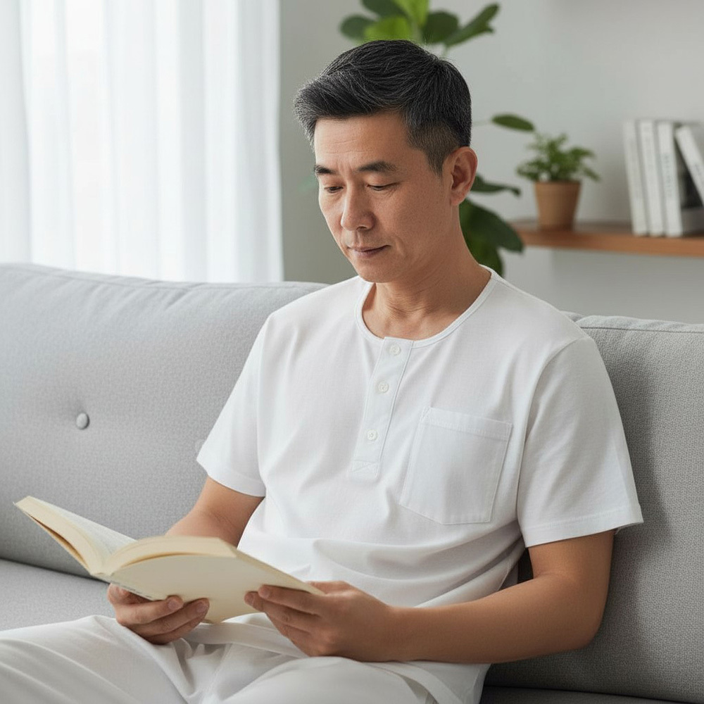 MIT台灣製 100%純棉竹紗 超薄透氣 男短袖(白)