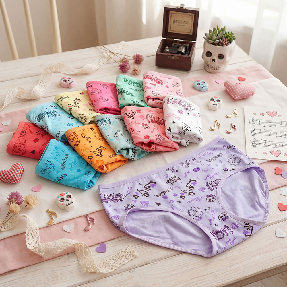 甜心骷顱棉質三角褲 3件組(隨機色)