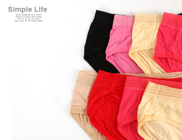 棉質低腰簍空平口褲3件組(隨機色)