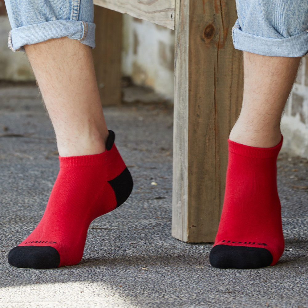 素色 低筒 機能運動襪(紅)