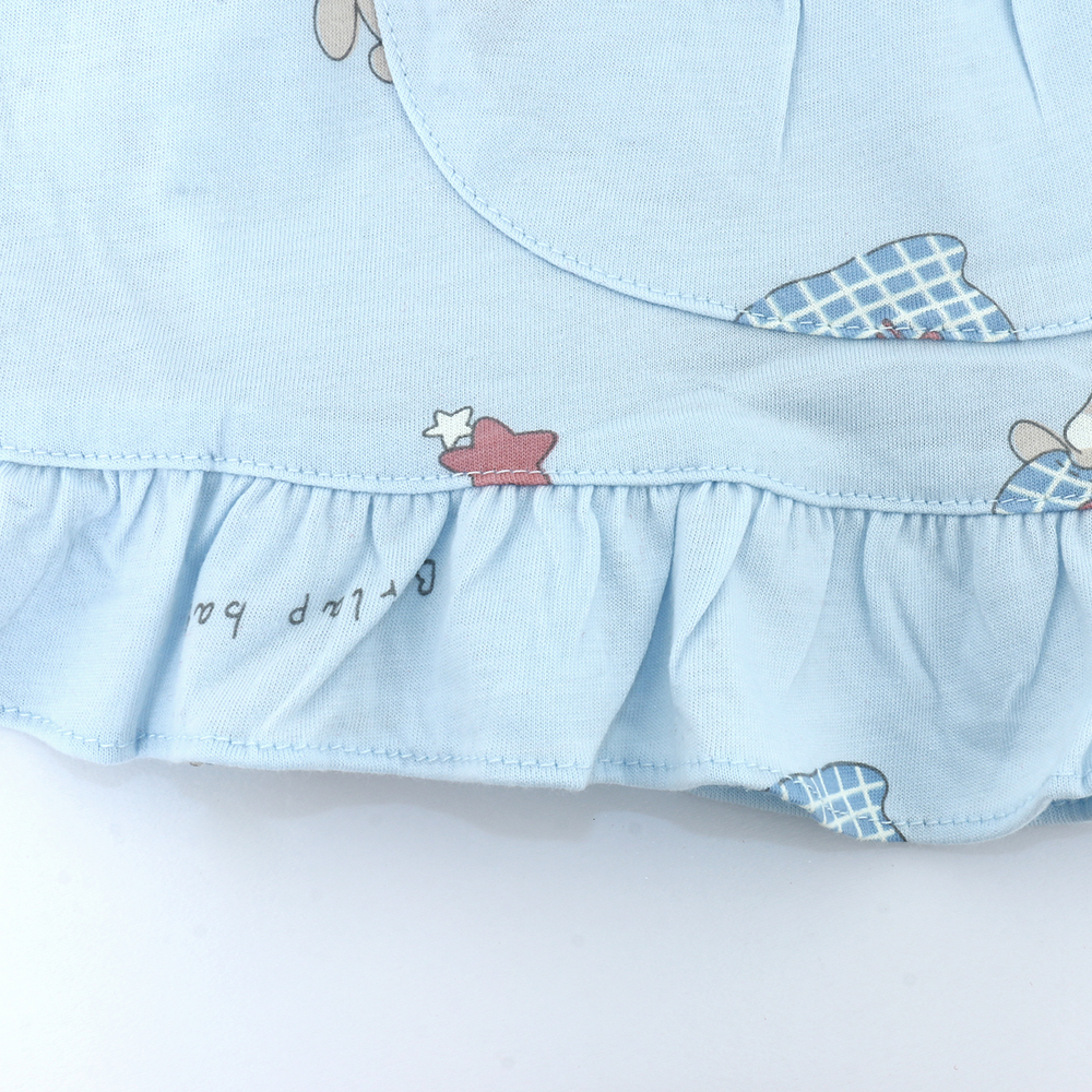 睡萌聚落 柔軟舒眠棉質 睡衣睡褲成套組(藍色)