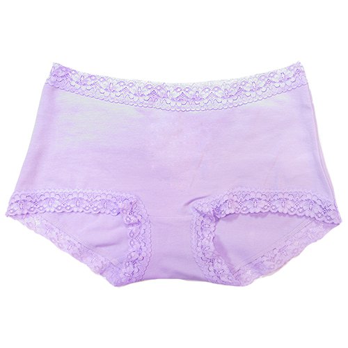 素色棉質舒適低腰平口褲(紫)