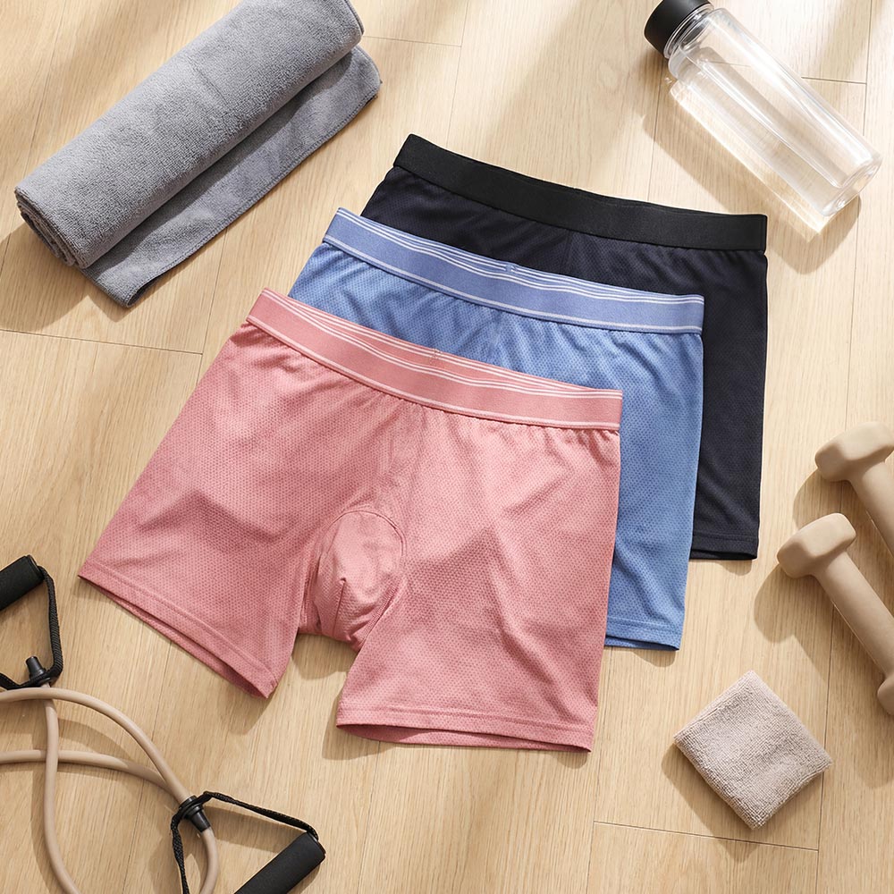 石墨烯 透氣 運動中腰平口褲(銀河紫)