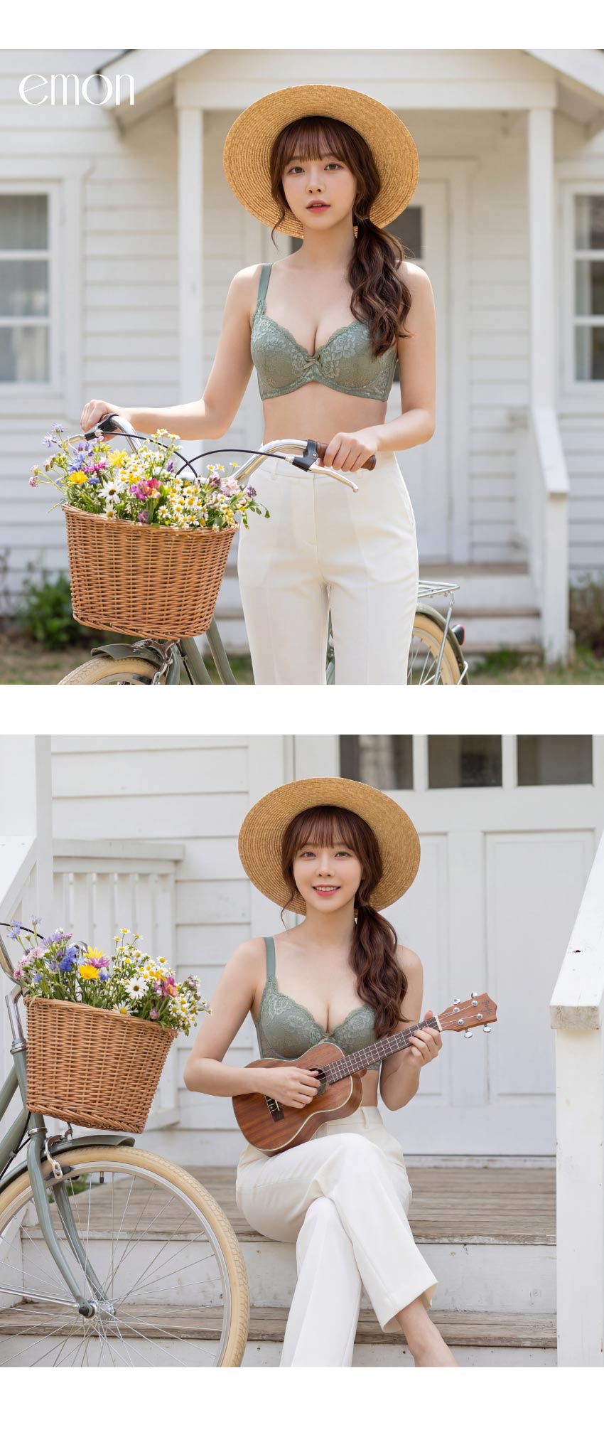 花柔 軟鋼圈 深V低脊心包覆機能型內衣C罩杯(芥末綠)