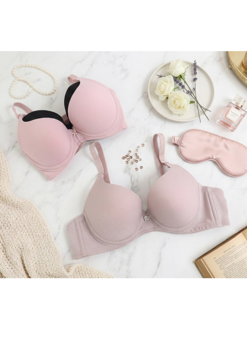 MIT台灣製 極簡 素面格紋 透氣 低脊心內衣(粉晶)BC罩杯