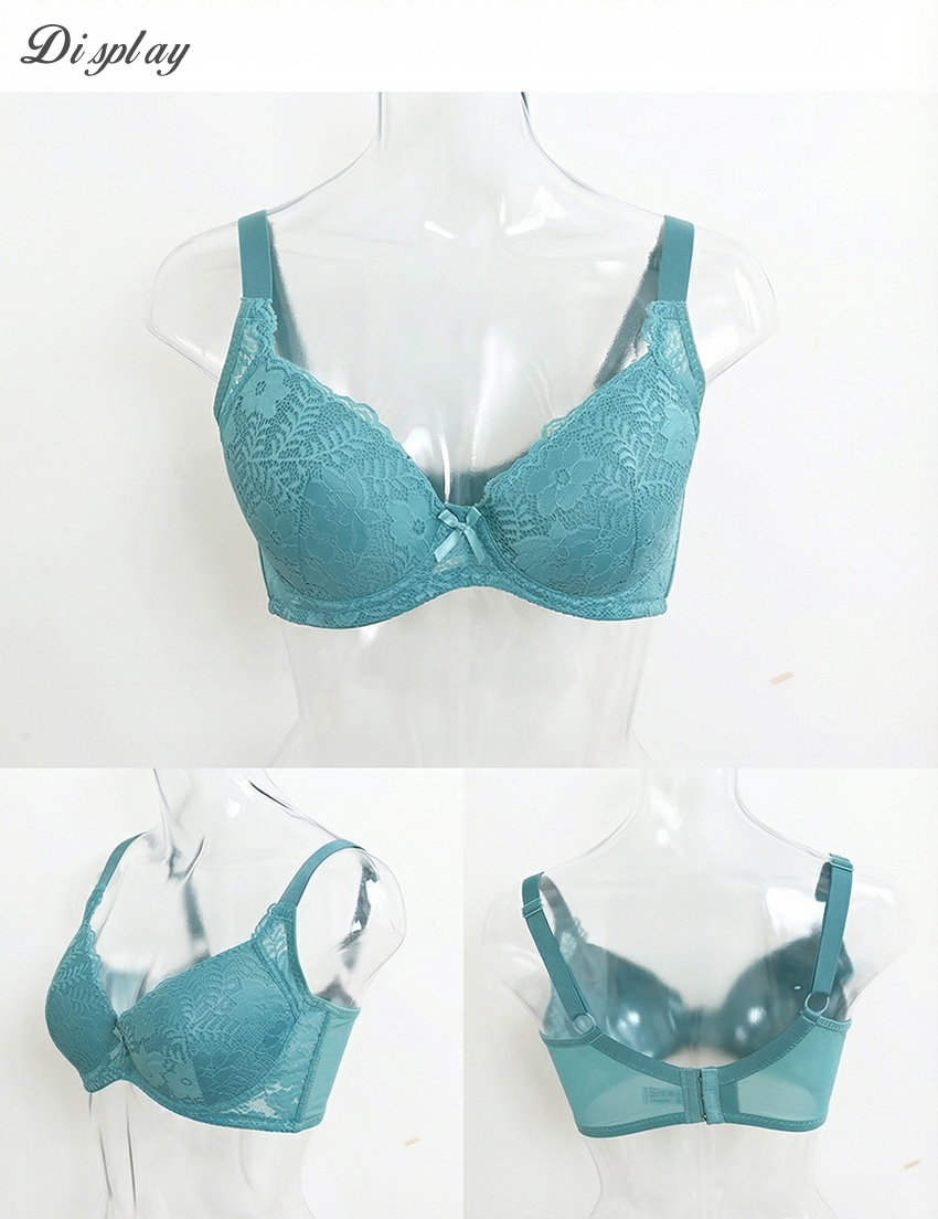 花蕊 軟鋼圈 深V低脊心包覆機能型內衣D罩杯(湖水綠)
