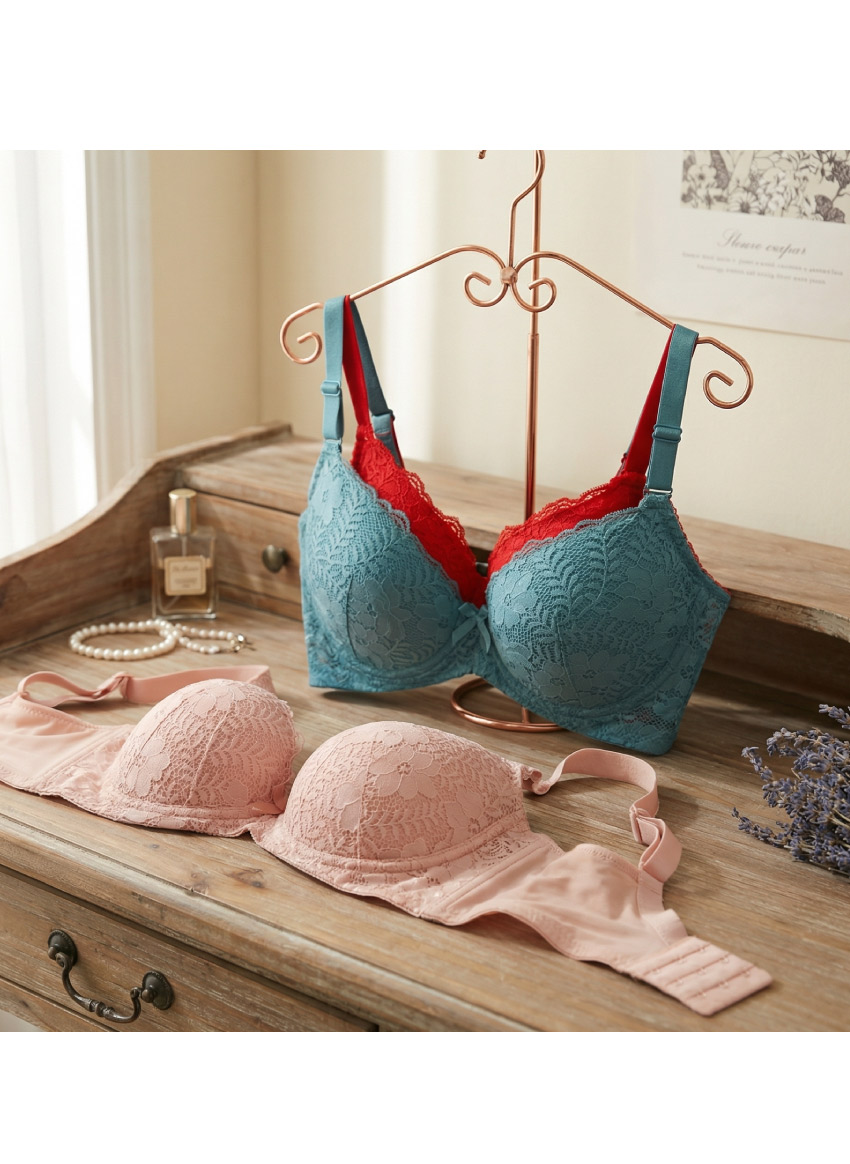 花蕊 軟鋼圈 深V低脊心包覆機能型內衣D罩杯(裸粉色)