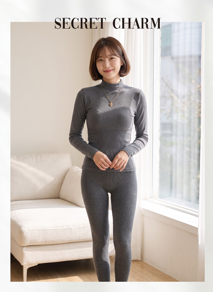 無縫一體成型 輕保暖內搭長衛生褲(鐵灰)