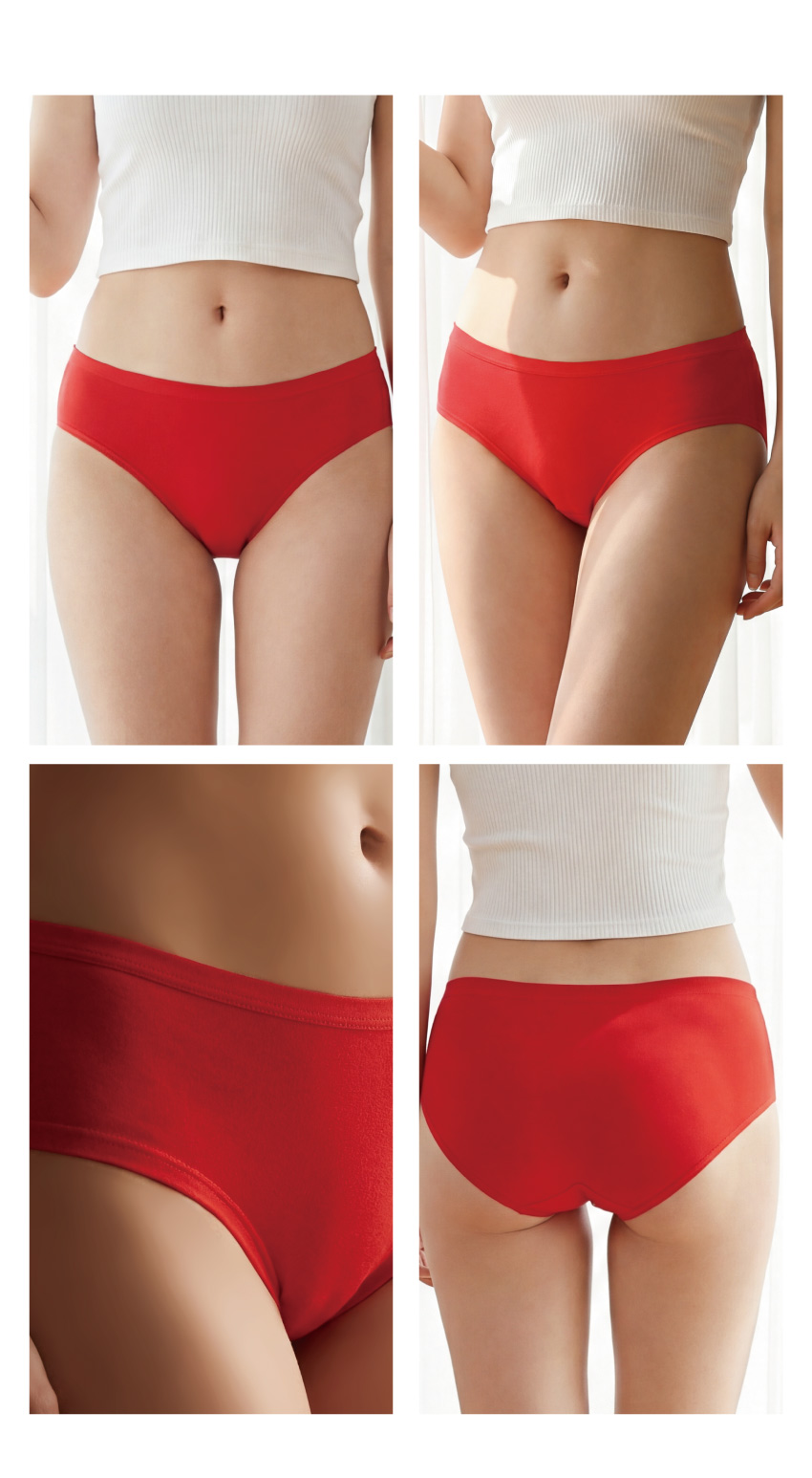 素面低腰三角褲3件組(紅)M-Q
