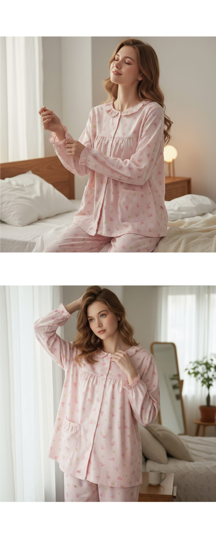 萌感小雞 柔軟舒眠棉質 睡衣睡褲成套組(粉色)